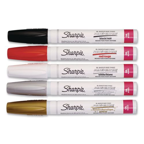 Image of Sharpie® 1770458 Permanent Paint Marker, Medium Bullet Tip, Assorted, 5/Pack