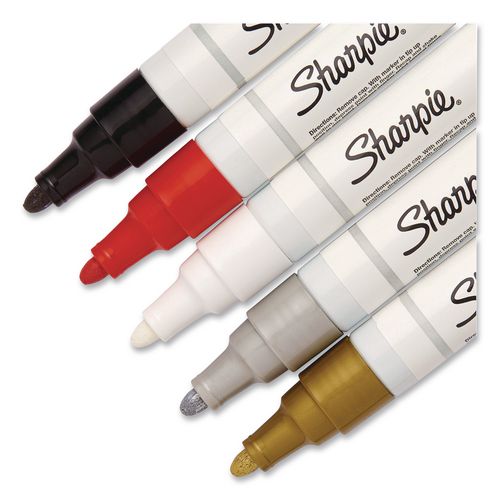 Image of Sharpie® 1770458 Permanent Paint Marker, Medium Bullet Tip, Assorted, 5/Pack