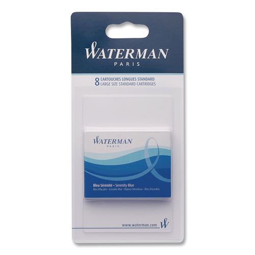 Image of Waterman S0713021 Refill Cartridge for Waterman Fountain Pens, Serenity Blue Ink, 8/Pack