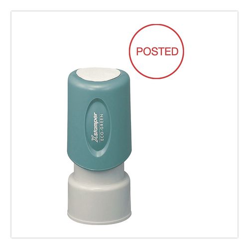 Image of Xstamper® ECO-GREEN 036002 Pre-Inked Round Stock Stamp, POSTED, 0.62" dia, Red Ink