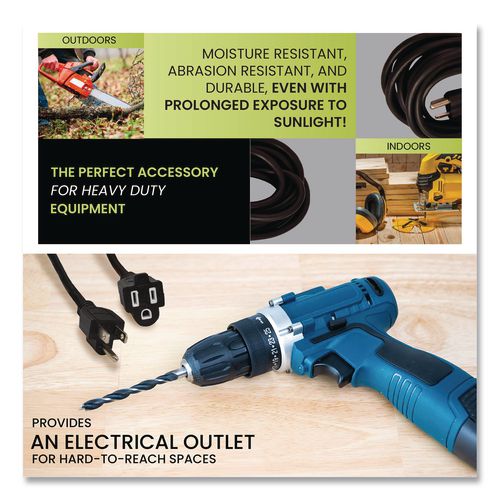 Image of GoGreen Power GG-13708BK 16 AWG Outdoor Extension Cord, 8 ft, 13 A, Black
