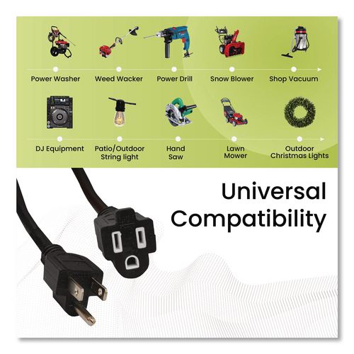 Image of GoGreen Power GG-13708BK 16 AWG Outdoor Extension Cord, 8 ft, 13 A, Black