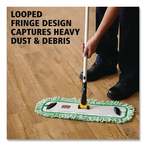 Image of Rubbermaid® Commercial FGQ41800GR00 Dust Pad With Fringe, Microfiber, 18" Long, Green