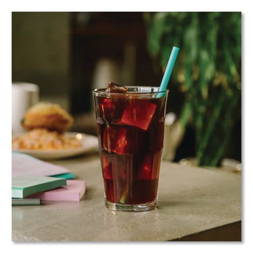 Image of phade 511167 Marine Biodegradable Straws, 7.75", PHA, Ocean Blue, Wrapped, 375/BX, 10 Boxes/Carton