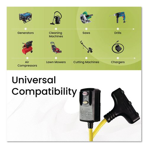 Image of GoGreen Power GG-12402 Portable Tri-Tap with GFCI, 3 Outlets, 2 ft Cord, Yellow