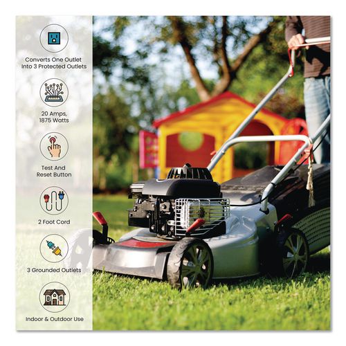 Image of GoGreen Power GG-12402 Portable Tri-Tap with GFCI, 3 Outlets, 2 ft Cord, Yellow