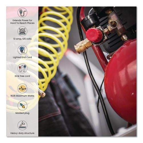 Image of GoGreen Power GG-13800 14 AWG Lighted End Heavy-Duty Extension Cord, 100 ft, 13 A, Orange/Black