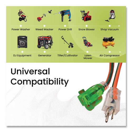 Image of GoGreen Power GG-14050 12 AWG Lighted End Heavy-Duty Extension Cord, 50 ft, 15 A, Orange/Black