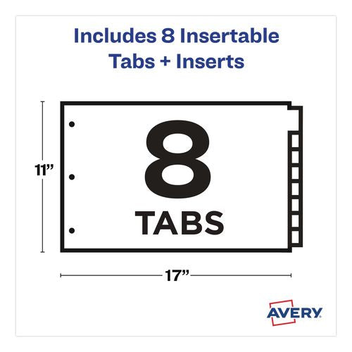 Image of Avery® 11179 Insertable Big Tab Plastic Dividers, 8-Tab, 11 x 17, Assorted Colors, 1 Set