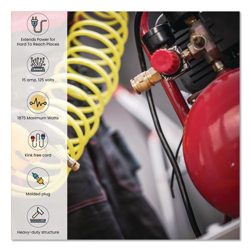 Image of GoGreen Power GG-13850BK 14 AWG Lighted End Heavy-Duty Extension Cord, 50 ft, 15 A, Black