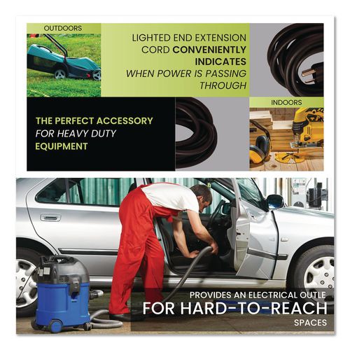 Image of GoGreen Power GG-13850BK 14 AWG Lighted End Heavy-Duty Extension Cord, 50 ft, 15 A, Black