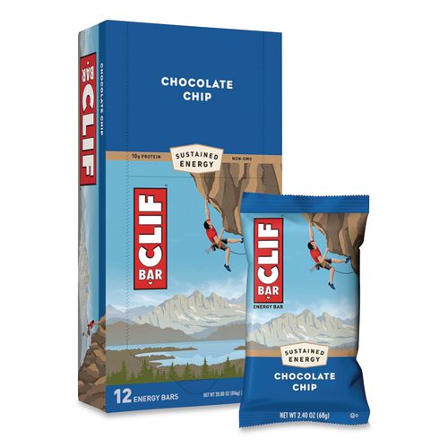 Image of CLIF® Bar CCC160004 Energy Bar, Chocolate Chip, 2.4 oz Bar, 12/Box