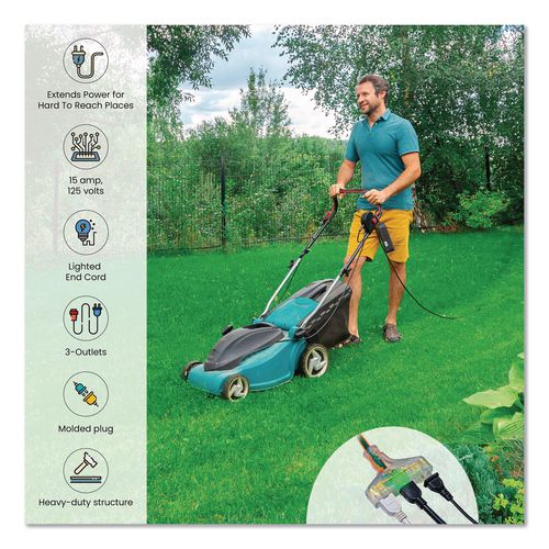 Image of GoGreen Power GG-15125 14 AWG 3-Outlet Heavy Duty Extension Cord, 25 ft, 15 A, Orange