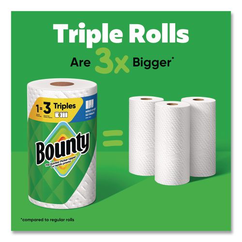 Image of Bounty® 80876241 Kitchen Roll Paper Towels, 2-Ply, White, 10.5 x 11, 75 Sheets/Roll, 4 Triple Rolls/Pack, 6 Packs/Carton
