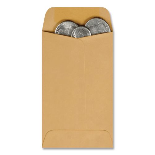 Image of Quality Park Kraft Coin And Small Parts Envelope, #3, Square Flap, Gummed Closure, 2.5 X 4.25, Brown Kraft, 500/box