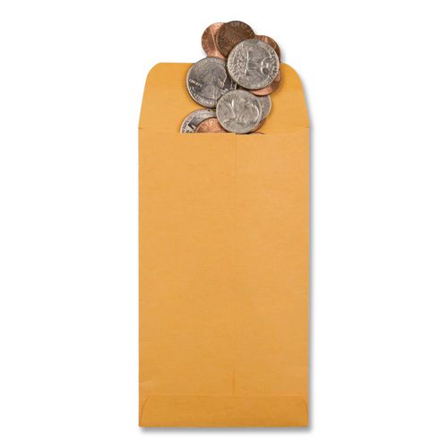 Image of Quality Park Kraft Coin And Small Parts Envelope, #5, Square Flap, Gummed Closure, 2.88 X 5.25, Brown Kraft, 500/box
