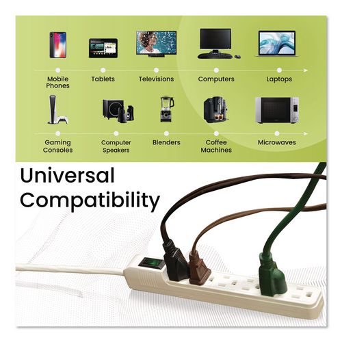 Image of GoGreen Power GG-16103MINBK 6 Outlet Mini Surge Protector, 2 ft Cord, 160 J, Black