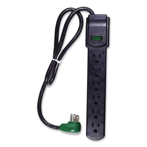 Image of GoGreen Power GG-16103MSBK 6 Outlet Surge Protector, 2.5 ft Cord, 160 J, Black