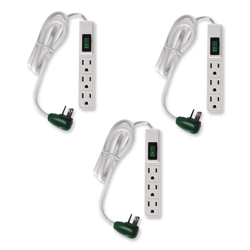 Image of GoGreen Power GG-13002MS-3 3 Outlet Power Strip, 2.5 ft Cord, White, 3/Pack