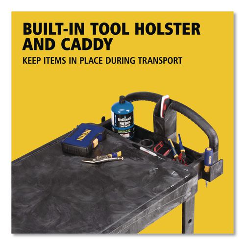 Image of Rubbermaid® Commercial FG452500BLA Flat Shelf Utility Cart, Plastic, 2 Shelves, 500 lb Capacity, 25.25" x 44" x 38.13", Black