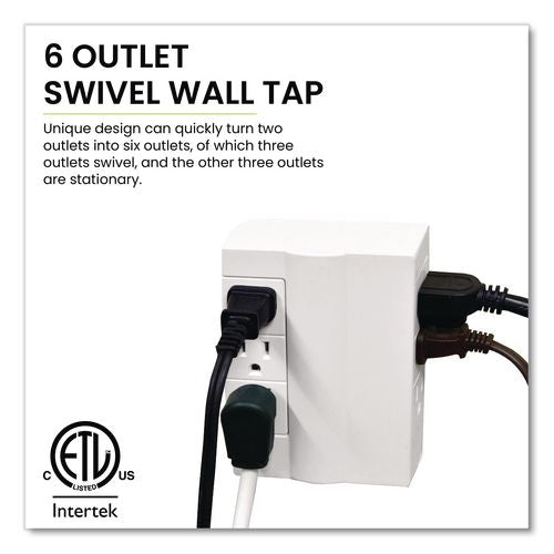 Image of GoGreen Power GG-16000TSW 6 Outlet Swivel Wall Tap, White
