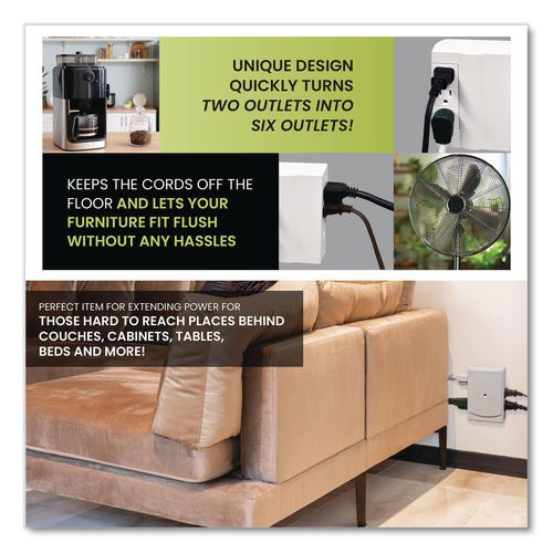 Image of GoGreen Power GG-16000TSW 6 Outlet Swivel Wall Tap, White