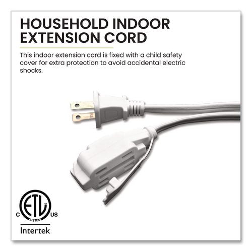 Image of GoGreen Power Household Extension Cord, 12 ft, 13 A, White, 3/Pack