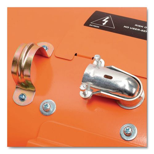 Image of Global Industrial® 653569 Electric Salamander Heater with Adjustable Thermostat, 480 V, 15,000 W, 23.03 x 20 x 24.68, Orange