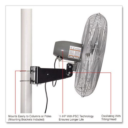 Image of Global Industrial® 293156 Oscillating Fan, Pole or Column Mount, 30", 6,780 CFM, 1/3 hp