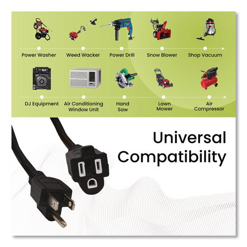 Image of GoGreen Power GG-13825BK 14 AWG Outdoor Extension Cord, 25 ft, 15 A, Black