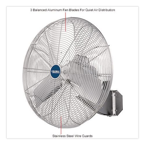 Image of Global Industrial® 293018 Washdown Wall Mount Fan, 24", 1 Speed, Silver