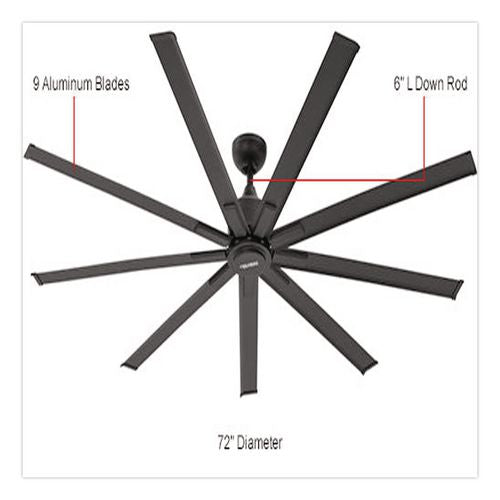 Image of Global Industrial® 293047 Industrial Ceiling Fan, 72", 6 Speeds, 9,400 CFM, Black