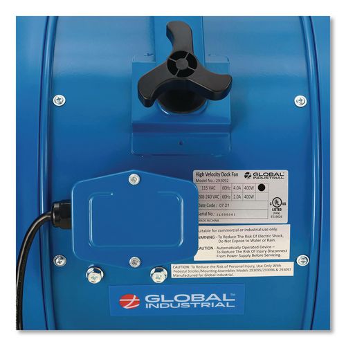 Image of Global Industrial® 293092 High Velocity Drum Fan with Yoke Mount, 14", 1 Speed, Blue
