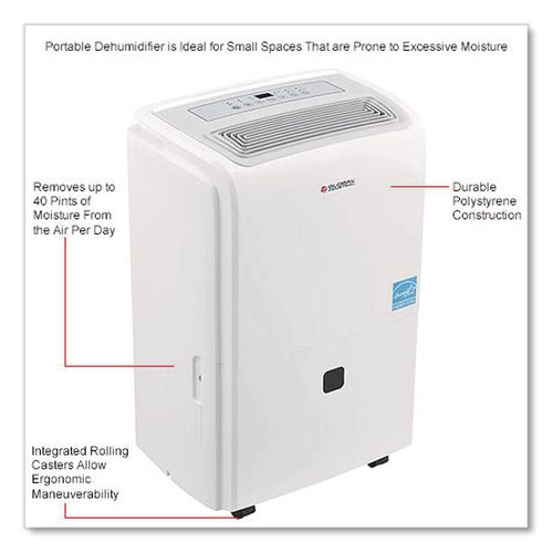 Image of Global Industrial® 246733 Portable Dehumidifier with Pump and Wi-Fi, 9.62 x 11.62 x 19.87, White
