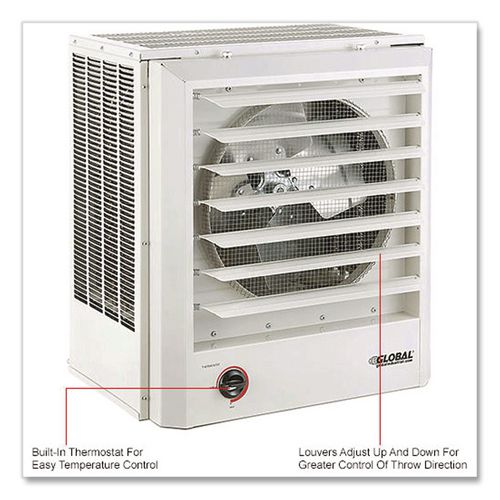 Image of Global Industrial® 246134 Unit Heater, Horizontal or Vertical Downflow, 15,000 W, 19 x 13.75 x 21.44, White