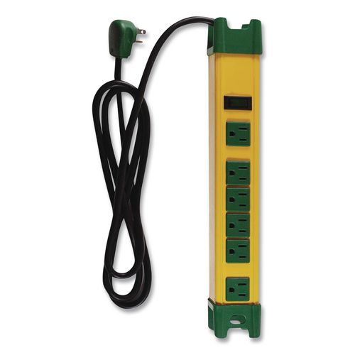 Image of GoGreen Power GG-26114 6 Outlet Metal Surge Protector, 6 ft Cord, 250 J, Yellow