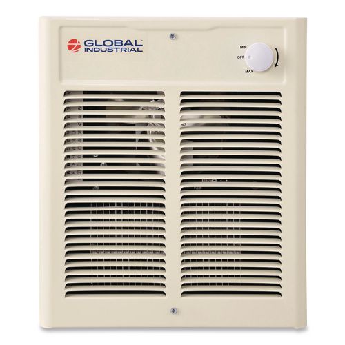Image of Global Industrial® 246744 Fan Forced Wall Heater, Shaded Pole Motor, 1,500 W, 10.63 x 4.75 x 12.25, White