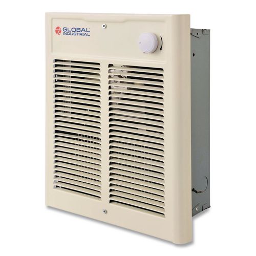 Image of Global Industrial® 246744 Fan Forced Wall Heater, Shaded Pole Motor, 1,500 W, 10.63 x 4.75 x 12.25, White