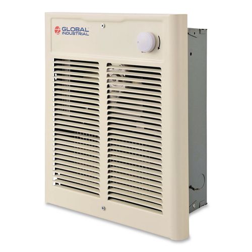 Image of Global Industrial® 246745 Fan Forced Wall Heater, Shaded Pole Motor, 2,000 W, 10.63 x 4.75 x 12.25, White