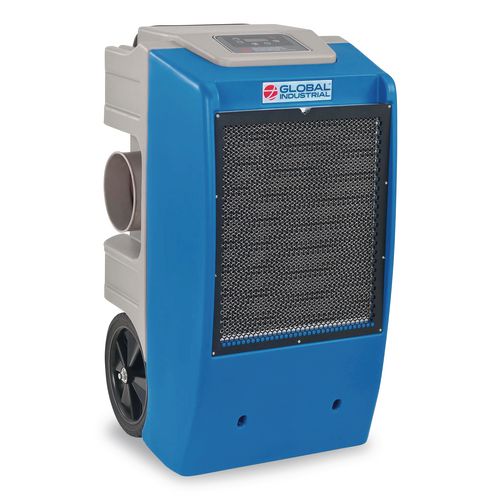 Image of Global Industrial® 246704 Low Grain Refrigerant Dehumidifier with Pump, 130 pt Tank Capacity, 22.43 x 20.81 x 37.81, Blue
