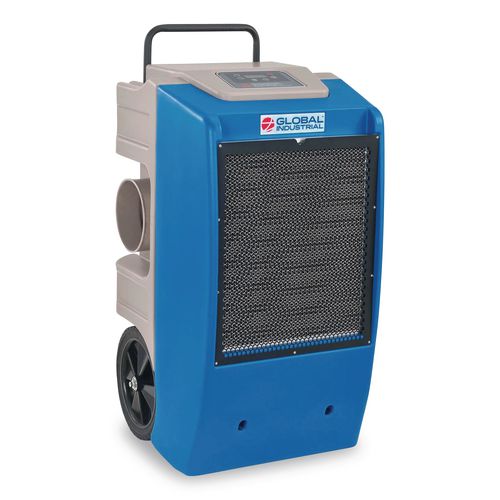 Image of Global Industrial® 246704 Low Grain Refrigerant Dehumidifier with Pump, 130 pt Tank Capacity, 22.43 x 20.81 x 37.81, Blue