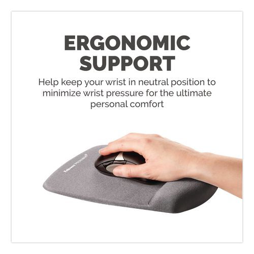 Image of Fellowes® 9252201 PlushTouch Mouse Pad with Wrist Rest, 7.25 x 9.38, Graphite