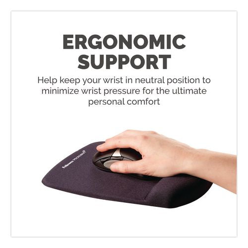 Image of Fellowes® 9252001 PlushTouch Mouse Pad with Wrist Rest, 7.25 x 9.38, Black