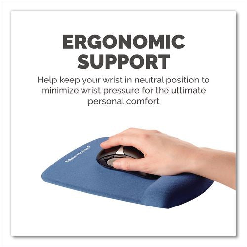 Image of Fellowes® 9287301 PlushTouch Mouse Pad with Wrist Rest, 7.25 x 9.38, Blue
