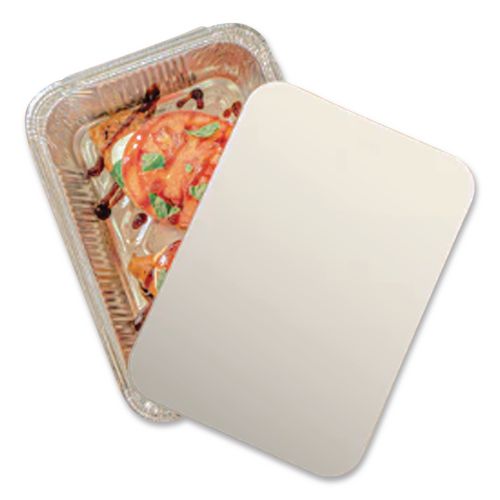 Image of HFA® 2060L Laminated Board Lid, 7 x 5, Silver/White, Aluminum, 500/Carton