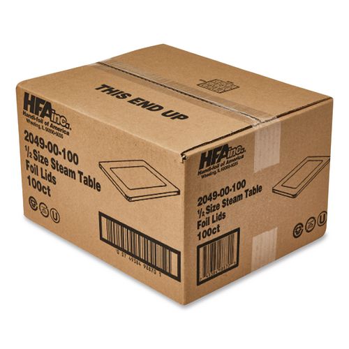 Image of HFA® 2049-00-100 Steam Pan Foil Lids, Fits Half-Size Pan, 25 Gauge, 12.81 x 10.44, 100/Carton