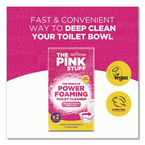 Image of The Pink Stuff RST824996 Miracle Power Foaming Toilet Cleaner, Fruity Scent, 3.5 oz Packet, 2 Packets/Box
