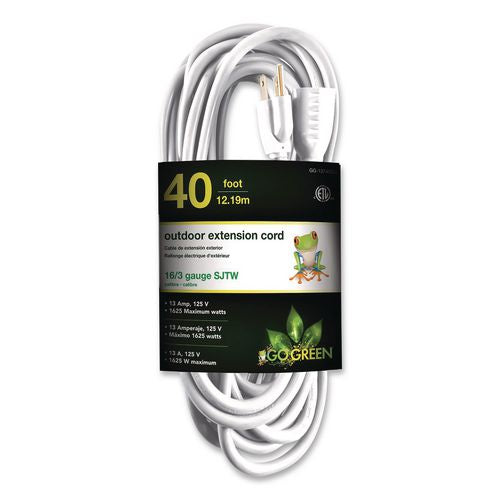 Image of GoGreen Power GG-13740WH 16 AWG Outdoor Extension Cord, 40 ft, 13 A, White