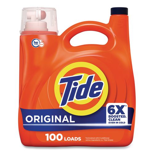 Image of Tide® 80866053 HE Liquid Laundry Detergent, Original Scent, 100 Loads, 125 oz Pour Bottle, 4/Carton