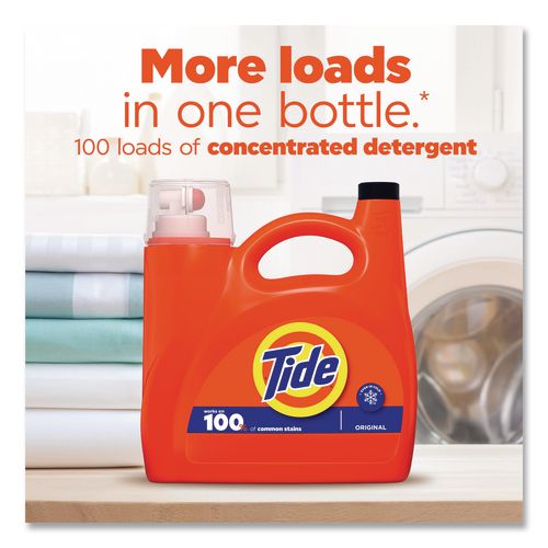 Image of Tide® 80866053 HE Liquid Laundry Detergent, Original Scent, 100 Loads, 125 oz Pour Bottle, 4/Carton